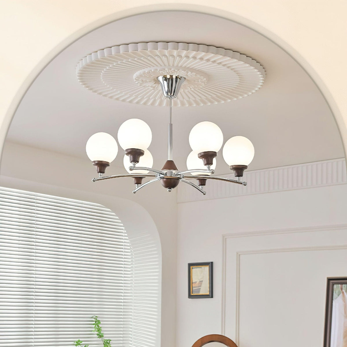 Lustra Chandelier Boules en Verre et Noyer - Neutralighting