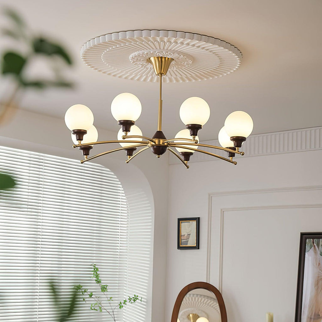 Lustra Chandelier Boules en Verre et Noyer - Neutralighting