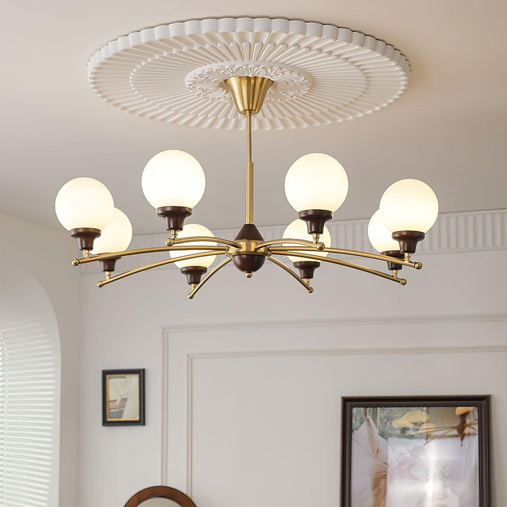 Lustra Chandelier Boules en Verre et Noyer - Neutralighting