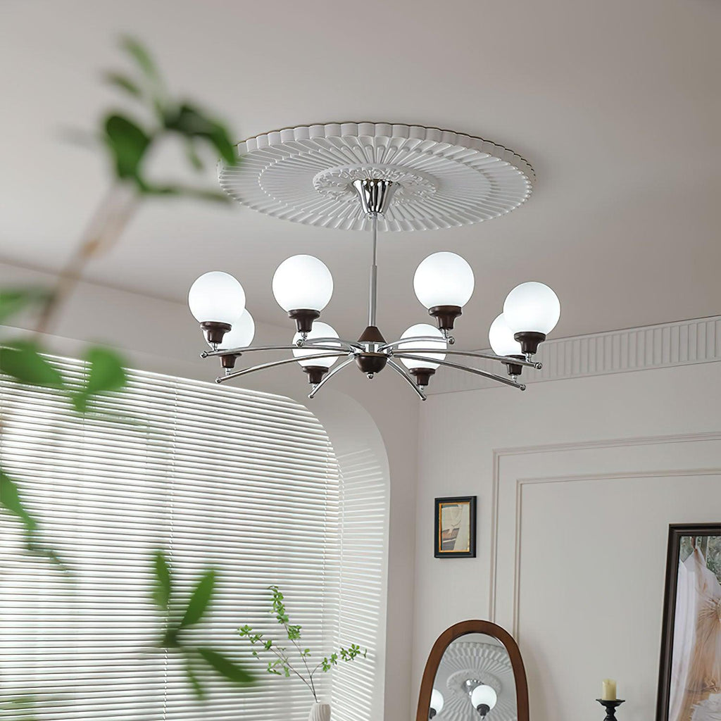 Lustra Chandelier Boules en Verre et Noyer - Neutralighting