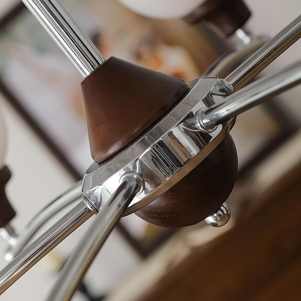 Lustra Chandelier Boules en Verre et Noyer - Neutralighting