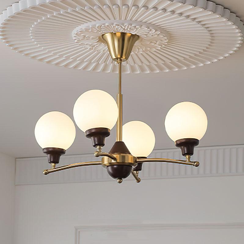 Lustra Chandelier Boules en Verre et Noyer - Neutralighting