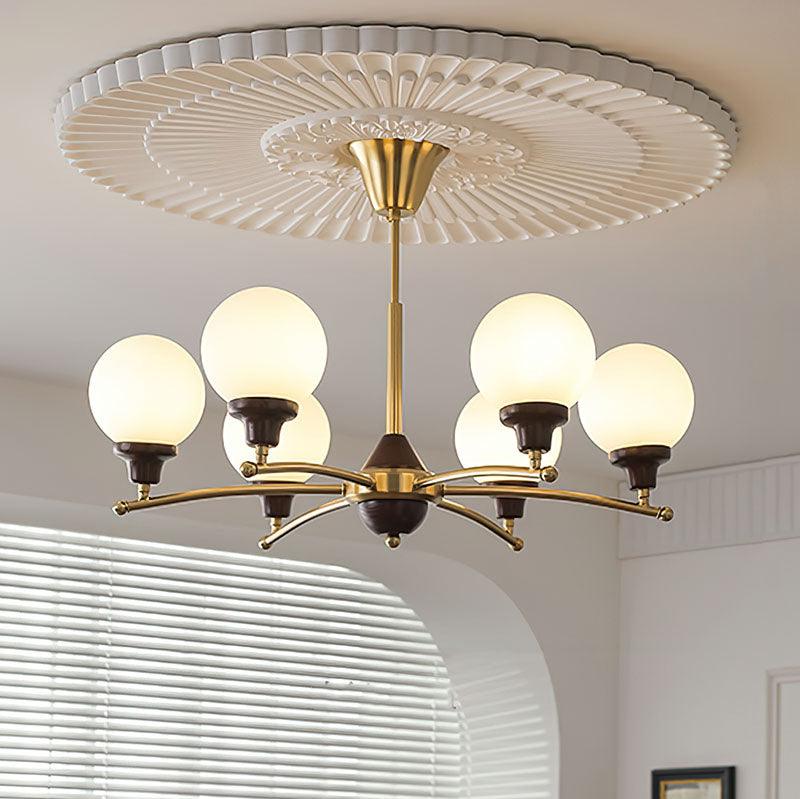 Lustra Chandelier Boules en Verre et Noyer - Neutralighting