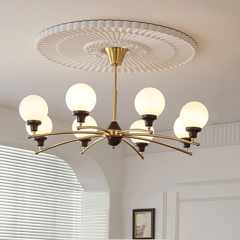 Lustra Chandelier Boules en Verre et Noyer - Neutralighting
