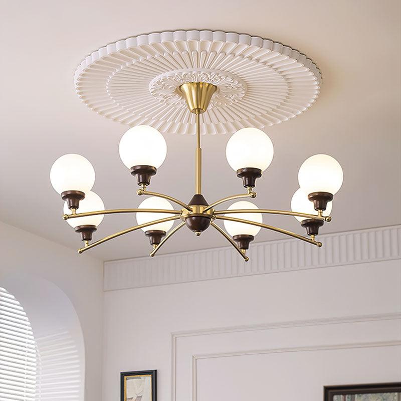 Lustra Chandelier Boules en Verre et Noyer - Neutralighting
