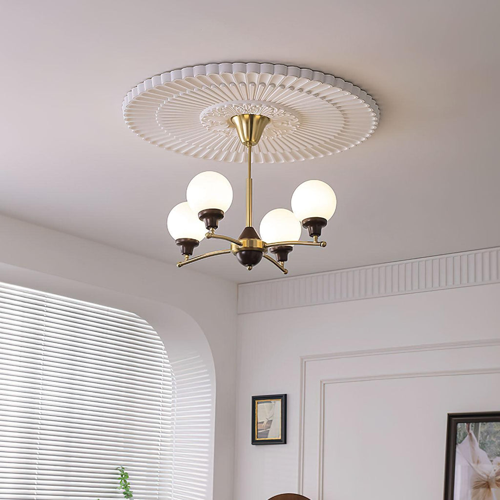 Lustra Chandelier Boules en Verre et Noyer - Neutralighting