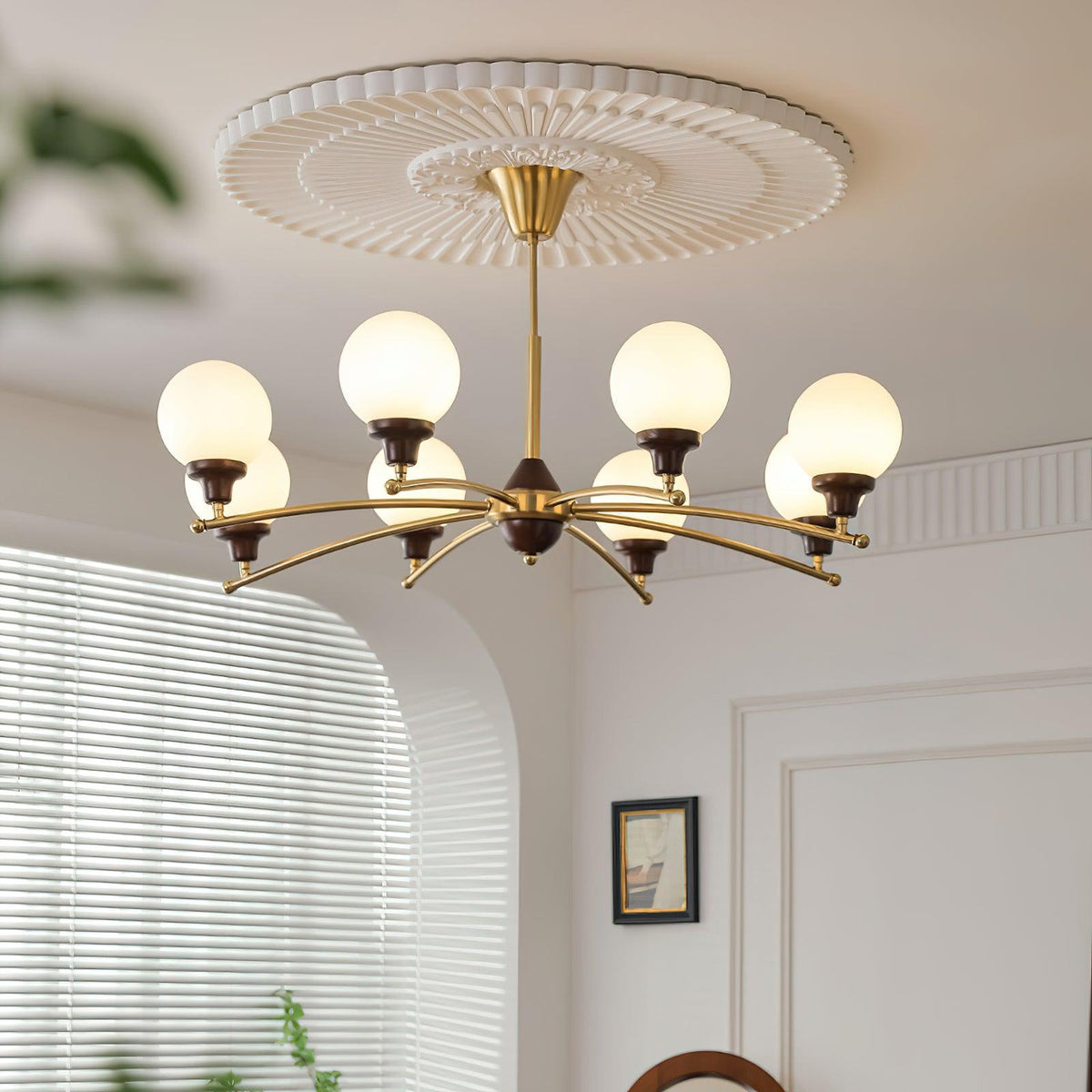 Lustra Chandelier Boules en Verre et Noyer - Neutralighting