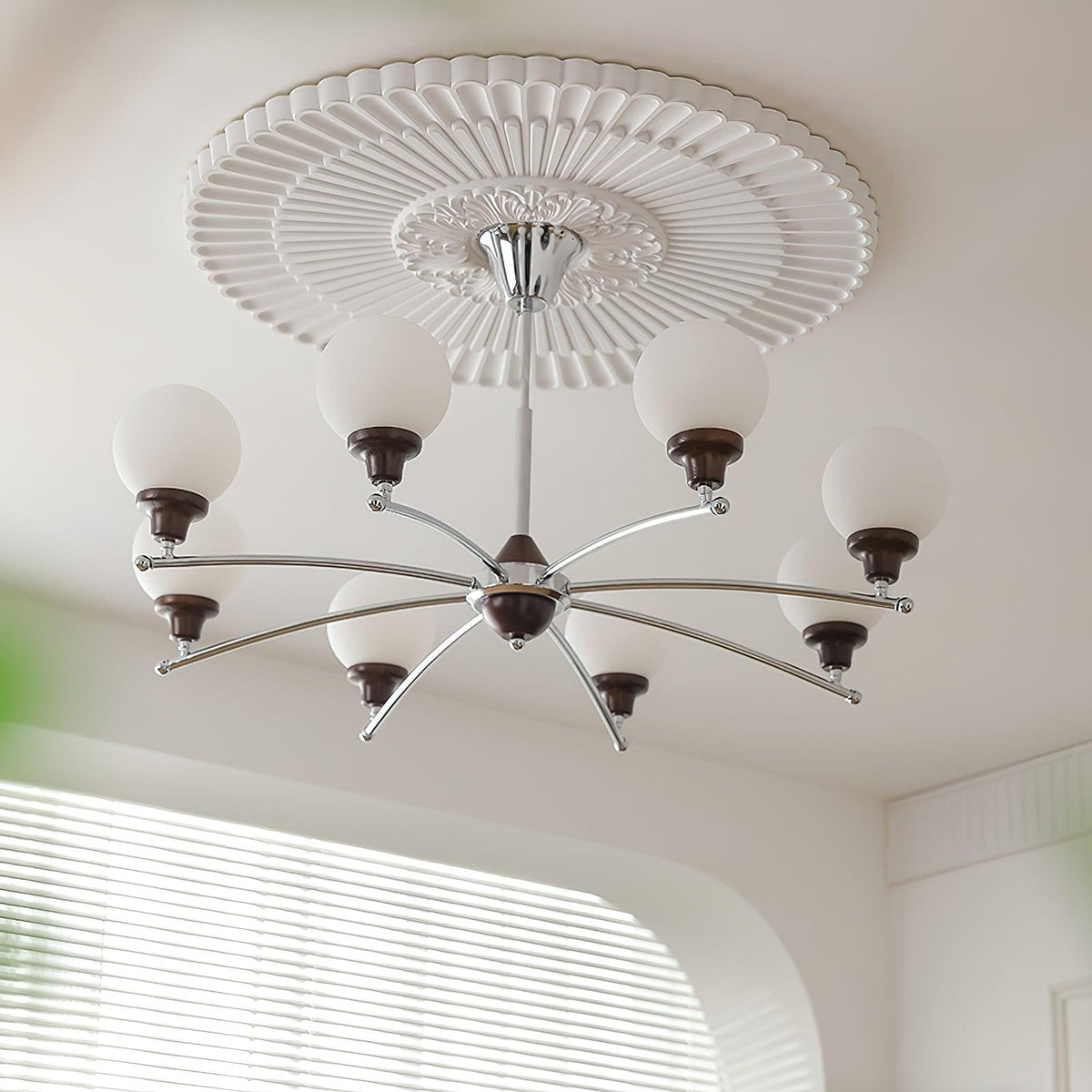 Lustra Chandelier Boules en Verre et Noyer - Neutralighting