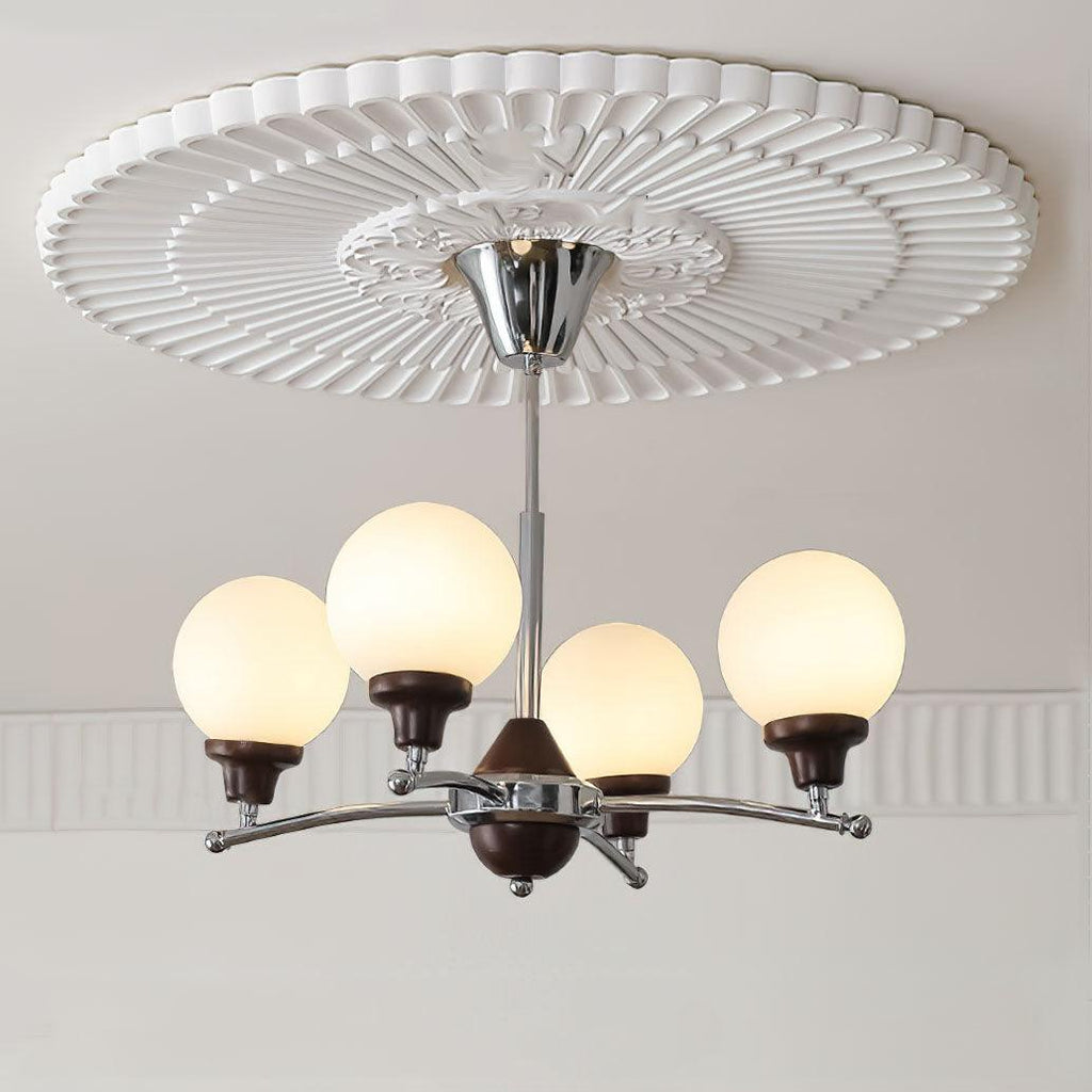 Lustra Chandelier Boules en Verre et Noyer - Neutralighting