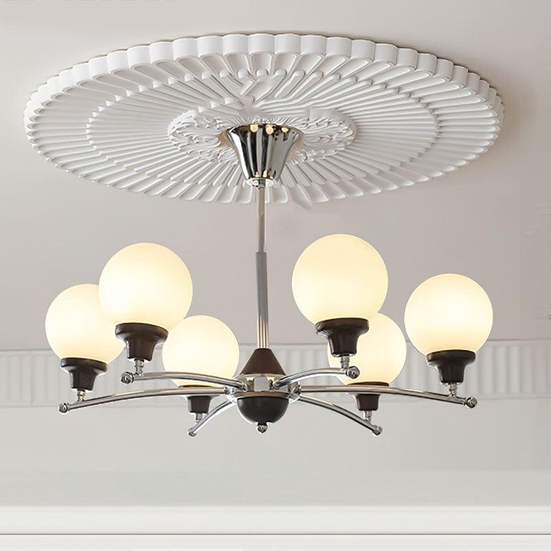 Lustra Chandelier Boules en Verre et Noyer - Neutralighting