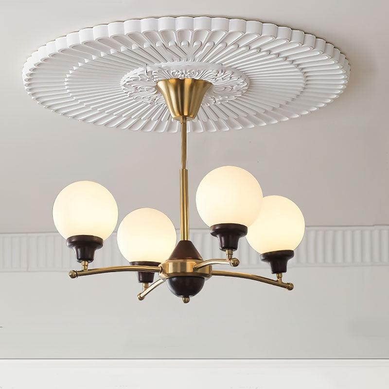 Lustra Chandelier Boules en Verre et Noyer - Neutralighting