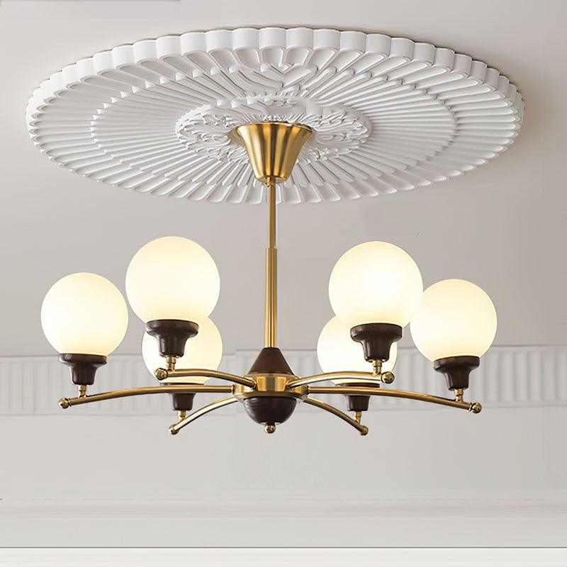 Lustra Chandelier Boules en Verre et Noyer - Neutralighting