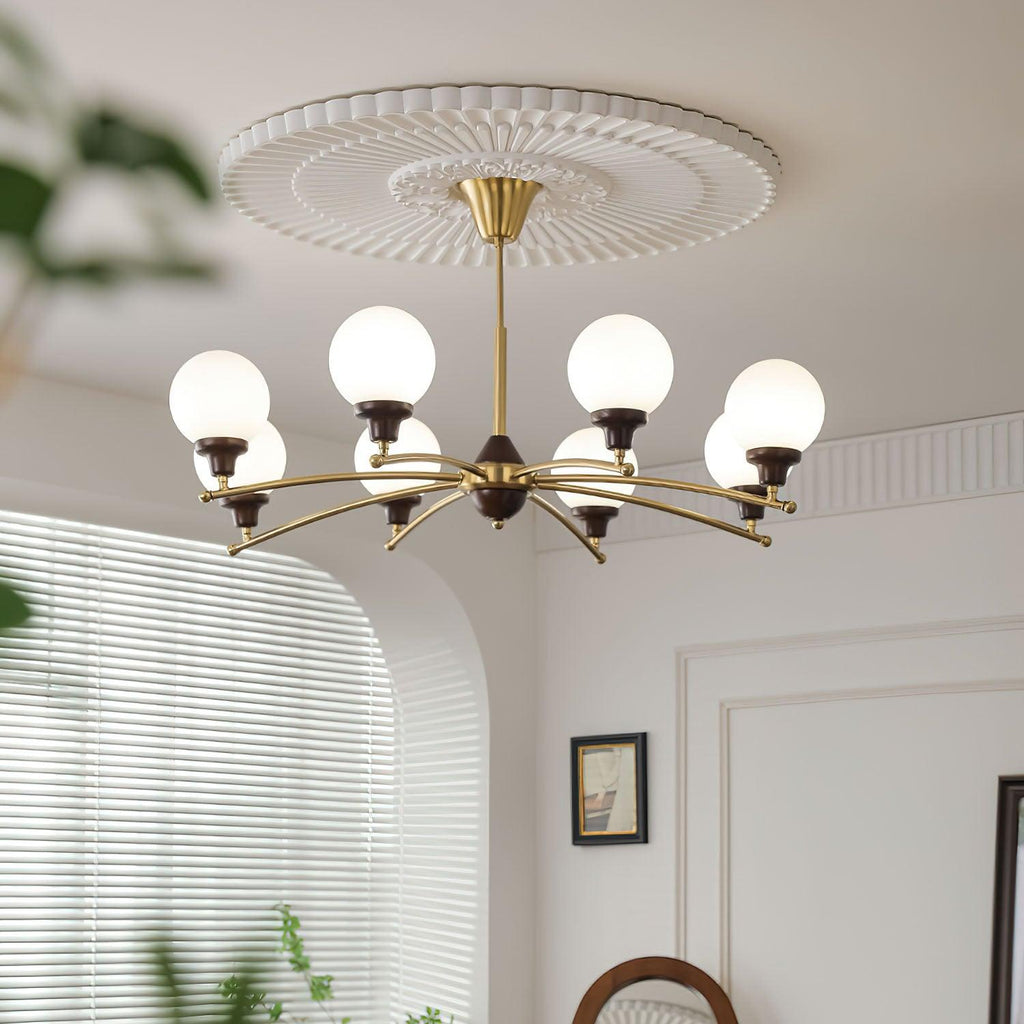 Lustra Chandelier Boules en Verre et Noyer - Neutralighting