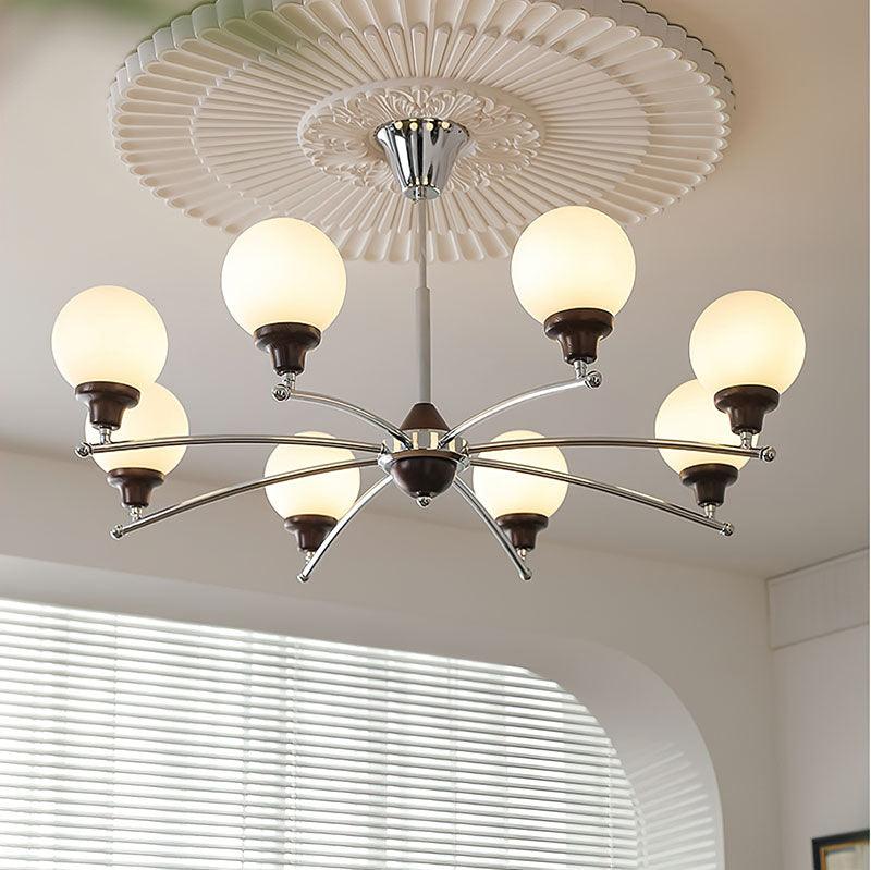 Lustra Chandelier Boules en Verre et Noyer - Neutralighting