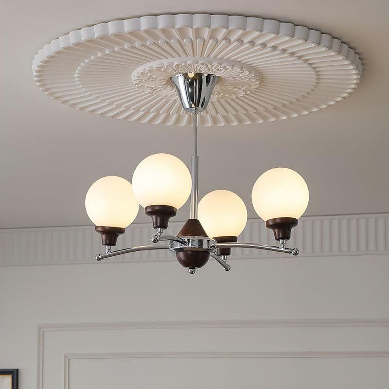 Lustra Chandelier Boules en Verre et Noyer - Neutralighting