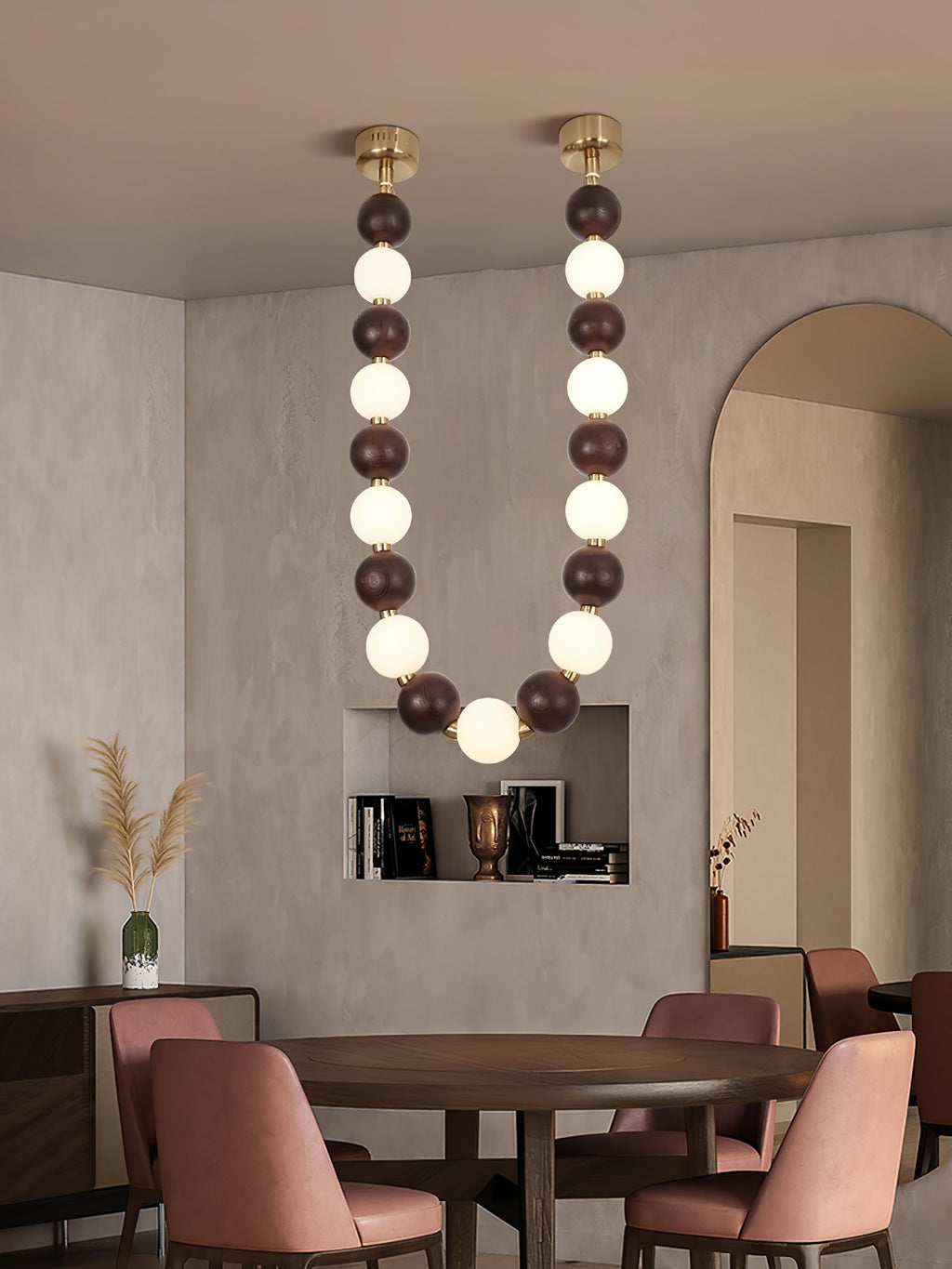 Aurora Lustre Noyer Perle Collier - Neutralighting