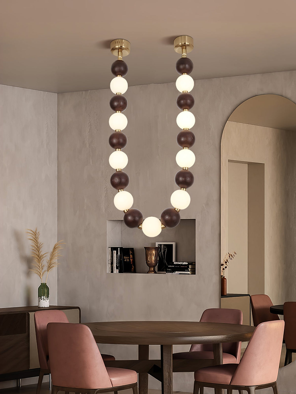 Aurora Lustre Noyer Perle Collier - Neutralighting
