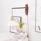 Illaee Nordic Art Swing Arm Walnut Ceramic Wall Light - Neutralighting