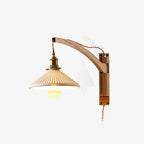 Illaee Nordic Art Swing Arm Walnut Ceramic Wall Light - Neutralighting