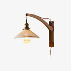 Illaee Nordic Art Swing Arm Walnut Ceramic Wall Light - Neutralighting