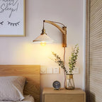 Illaee Nordic Art Swing Arm Walnut Ceramic Wall Light - Neutralighting
