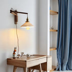 Illaee Nordic Art Swing Arm Walnut Ceramic Wall Light - Neutralighting