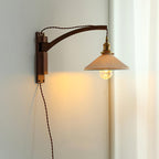 Illaee Nordic Art Swing Arm Walnut Ceramic Wall Light - Neutralighting