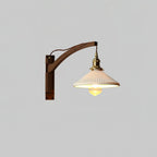 Illaee Nordic Art Swing Arm Walnut Ceramic Wall Light - Neutralighting