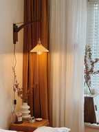Illaee Nordic Art Swing Arm Walnut Ceramic Wall Light - Neutralighting
