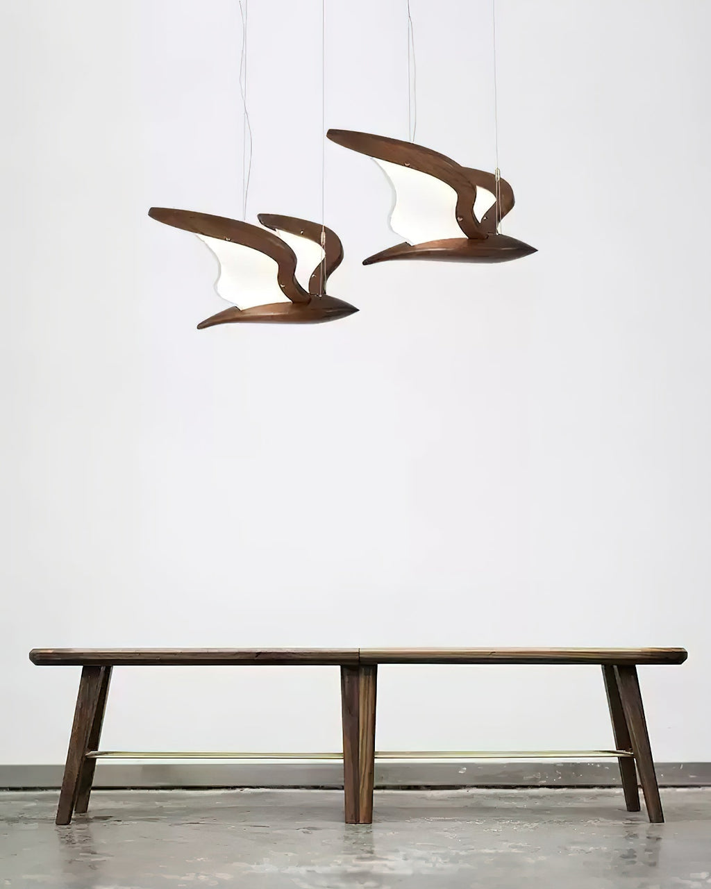 Lustra Chandelier Forme d'Oiseau Bois Sculptural - Neutralighting