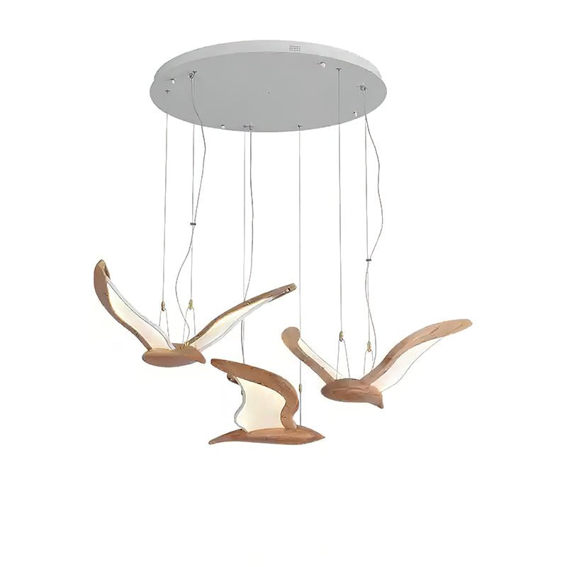 Lustra Chandelier Forme d'Oiseau Bois Sculptural - Neutralighting