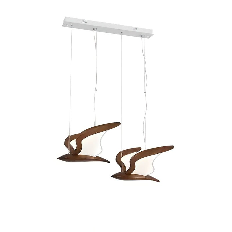 Lustra Chandelier Forme d'Oiseau Bois Sculptural - Neutralighting