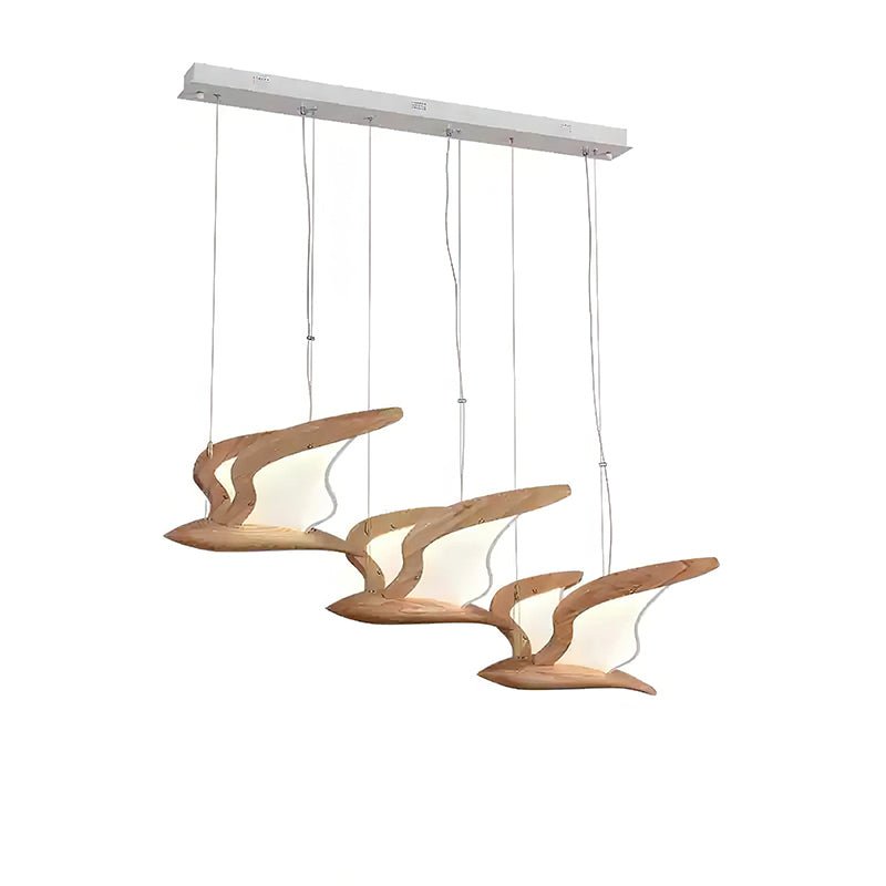 Lustra Chandelier Forme d'Oiseau Bois Sculptural - Neutralighting