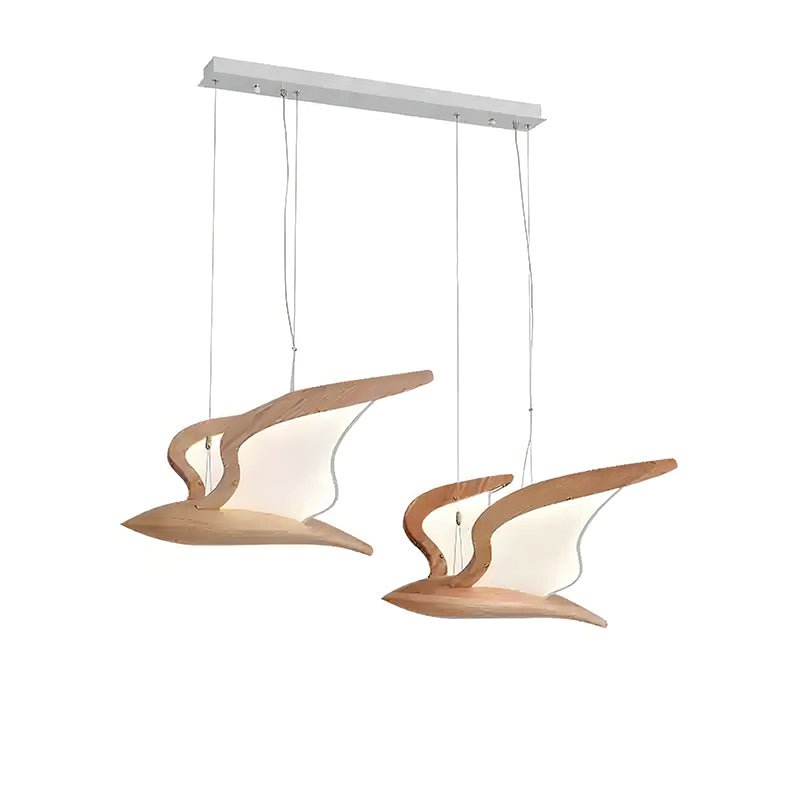Lustra Chandelier Forme d'Oiseau Bois Sculptural - Neutralighting