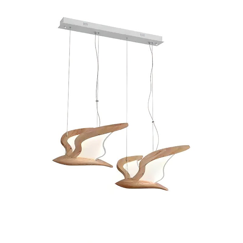 Lustra Chandelier Forme d'Oiseau Bois Sculptural - Neutralighting
