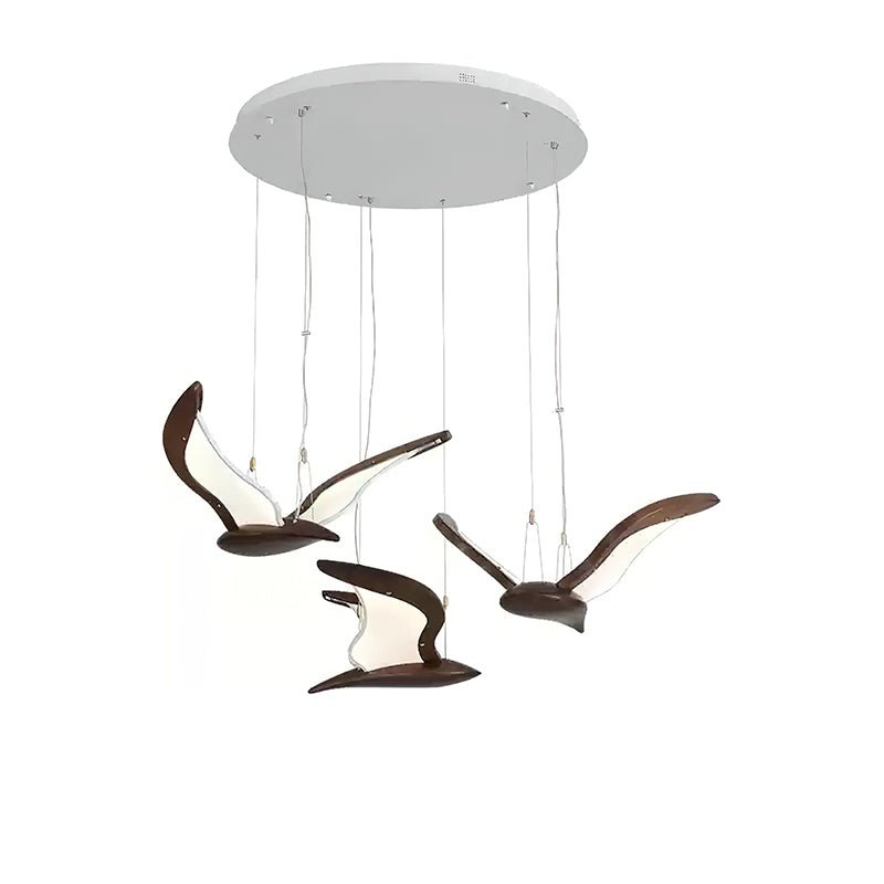 Lustra Chandelier Forme d'Oiseau Bois Sculptural - Neutralighting