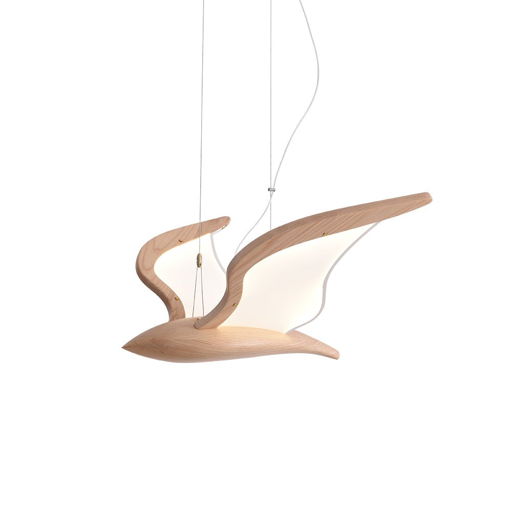 Lustra Chandelier Forme d'Oiseau Bois Sculptural - Neutralighting