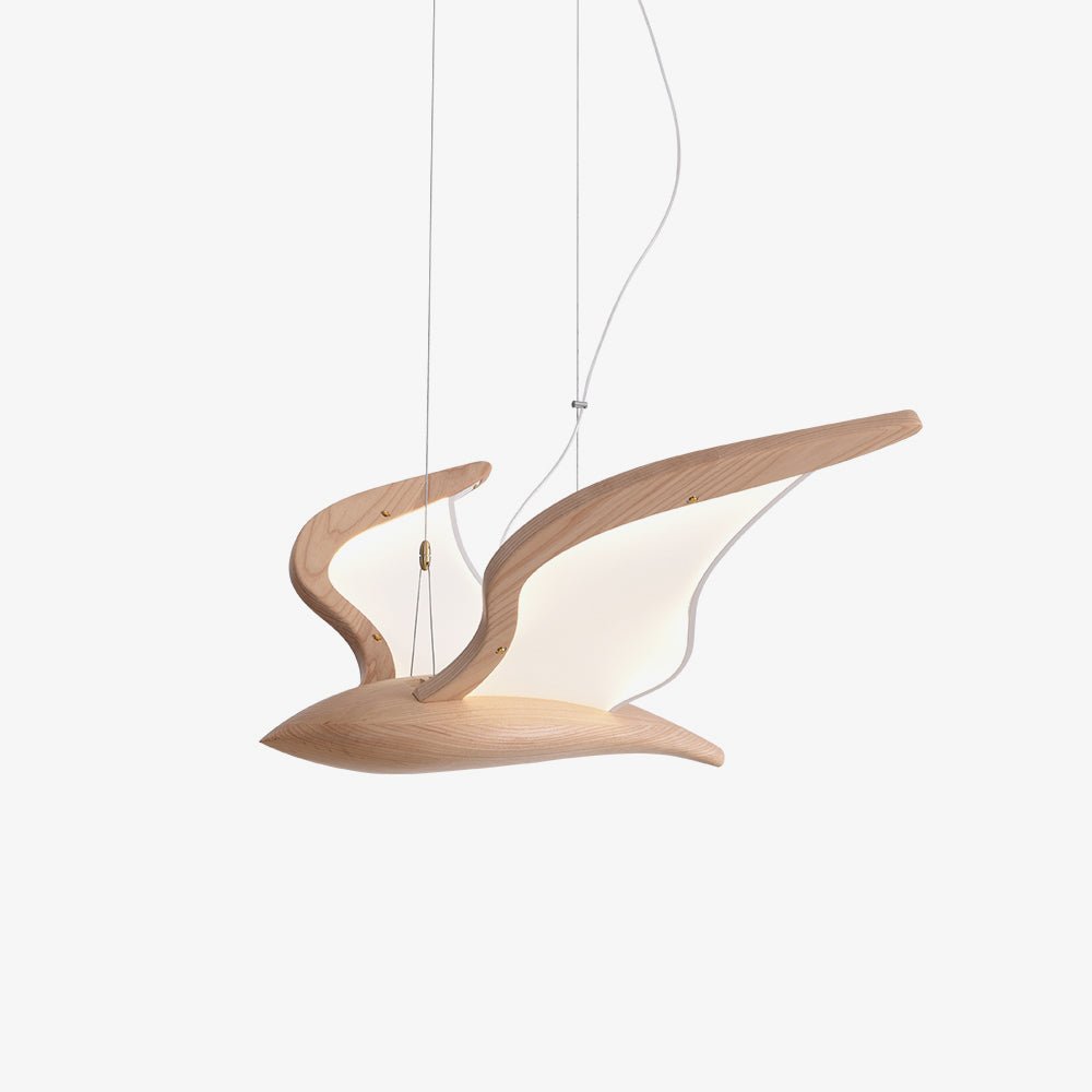 Lustra Chandelier Forme d'Oiseau Bois Sculptural - Neutralighting