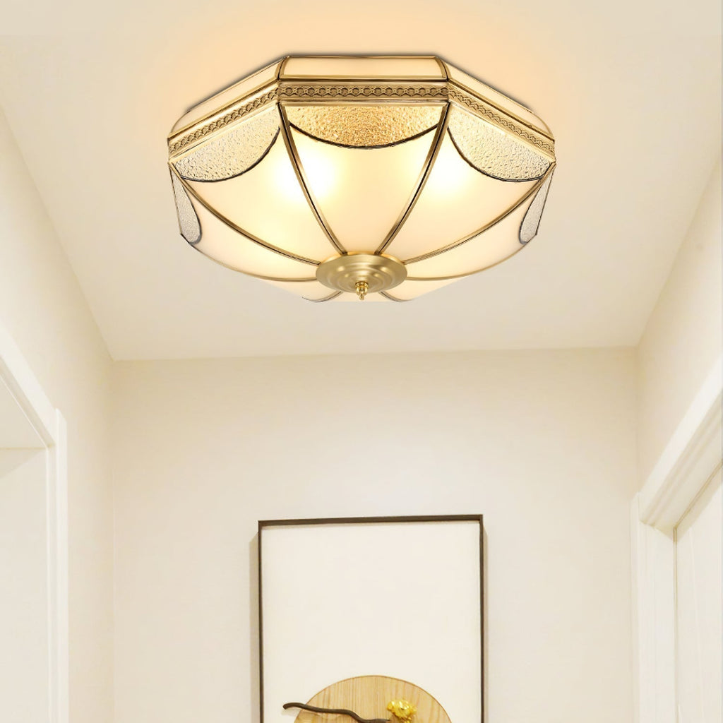 Ellaeara Entrepôt Dôme Forme Laiton Verre Plafonnier - Neutralighting