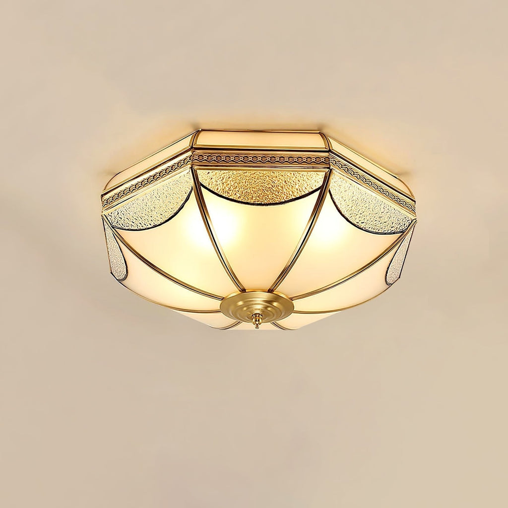 Ellaeara Entrepôt Dôme Forme Laiton Verre Plafonnier - Neutralighting