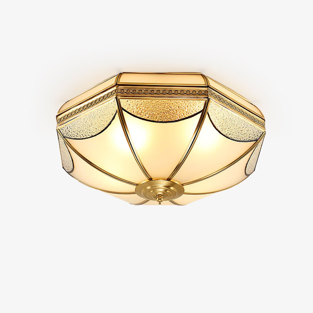 Ellaeara Entrepôt Dôme Forme Laiton Verre Plafonnier - Neutralighting