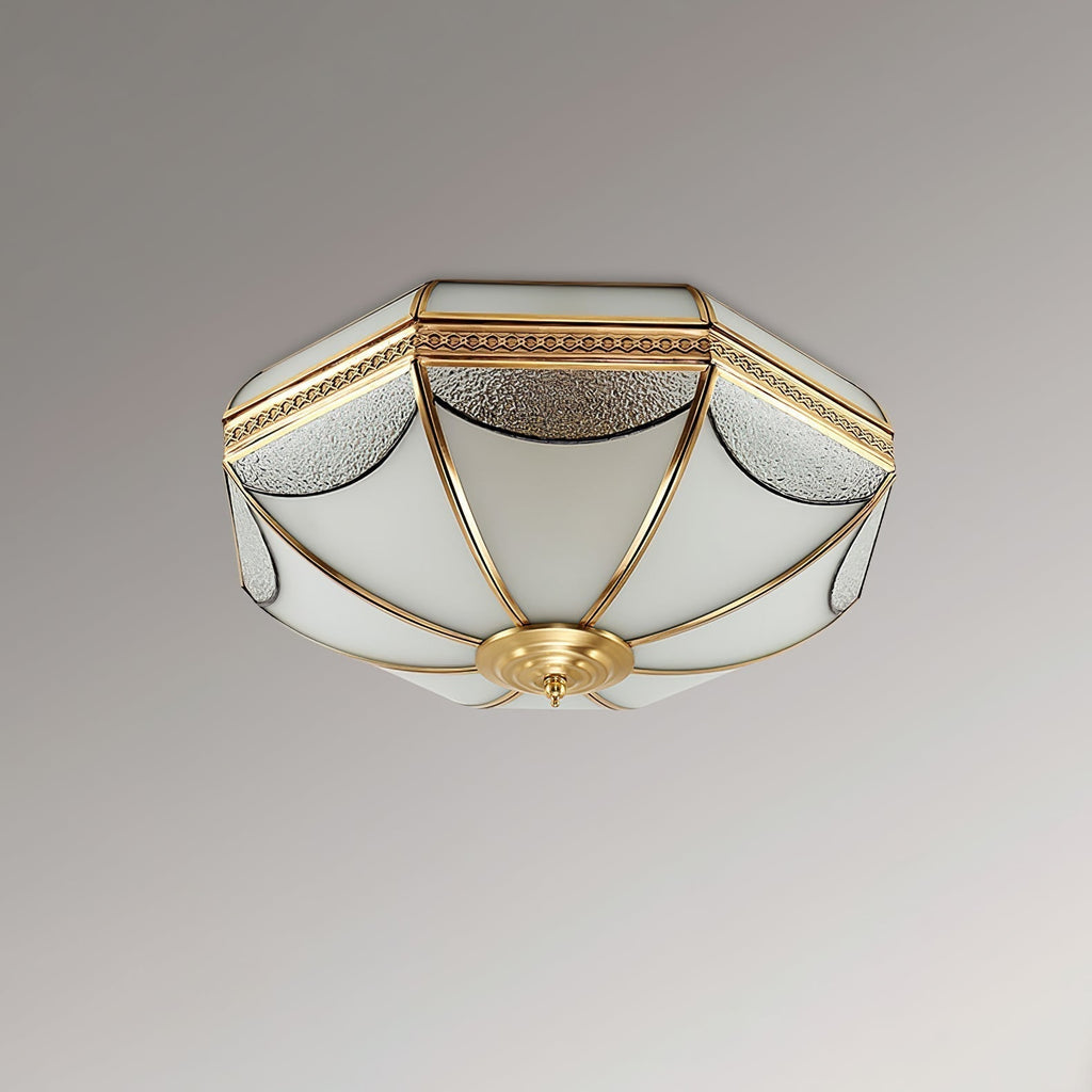 Ellaeara Entrepôt Dôme Forme Laiton Verre Plafonnier - Neutralighting