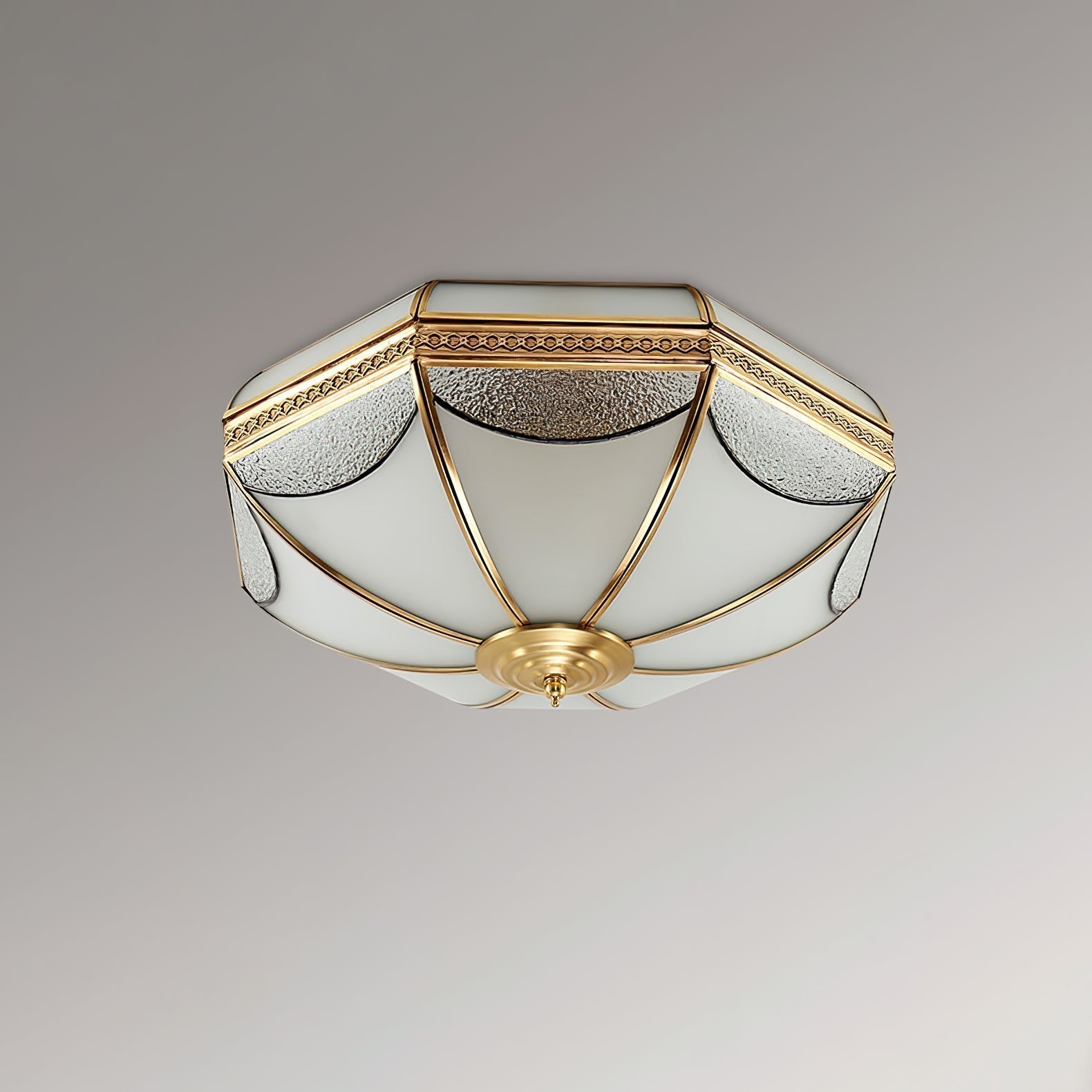 Ellaeara Entrepôt Dôme Forme Laiton Verre Plafonnier - Neutralighting