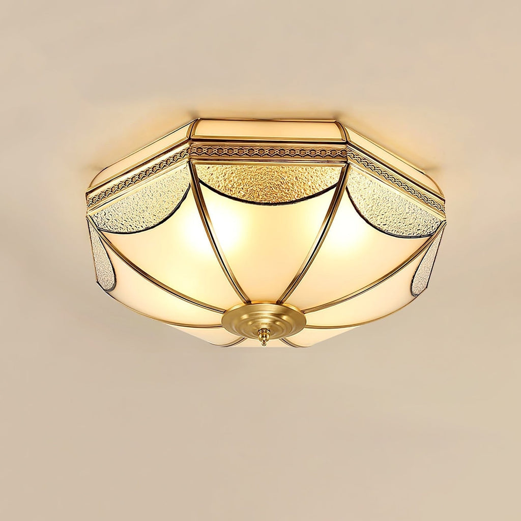 Ellaeara Entrepôt Dôme Forme Laiton Verre Plafonnier - Neutralighting