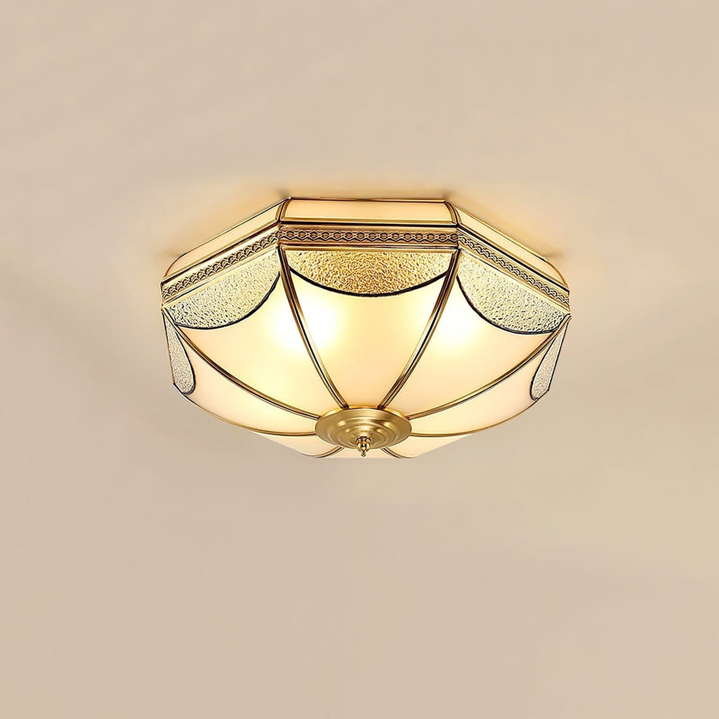 Ellaeara Entrepôt Dôme Forme Laiton Verre Plafonnier - Neutralighting
