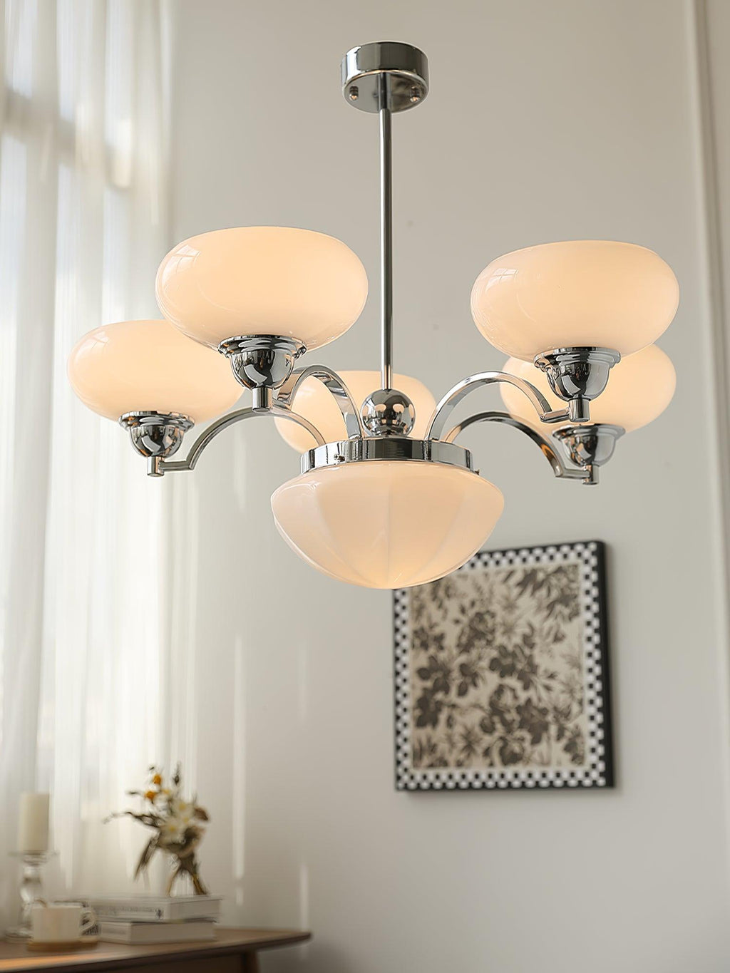 Lustra Lustre Warre Nickel Satiné Verre Fer - Neutralighting