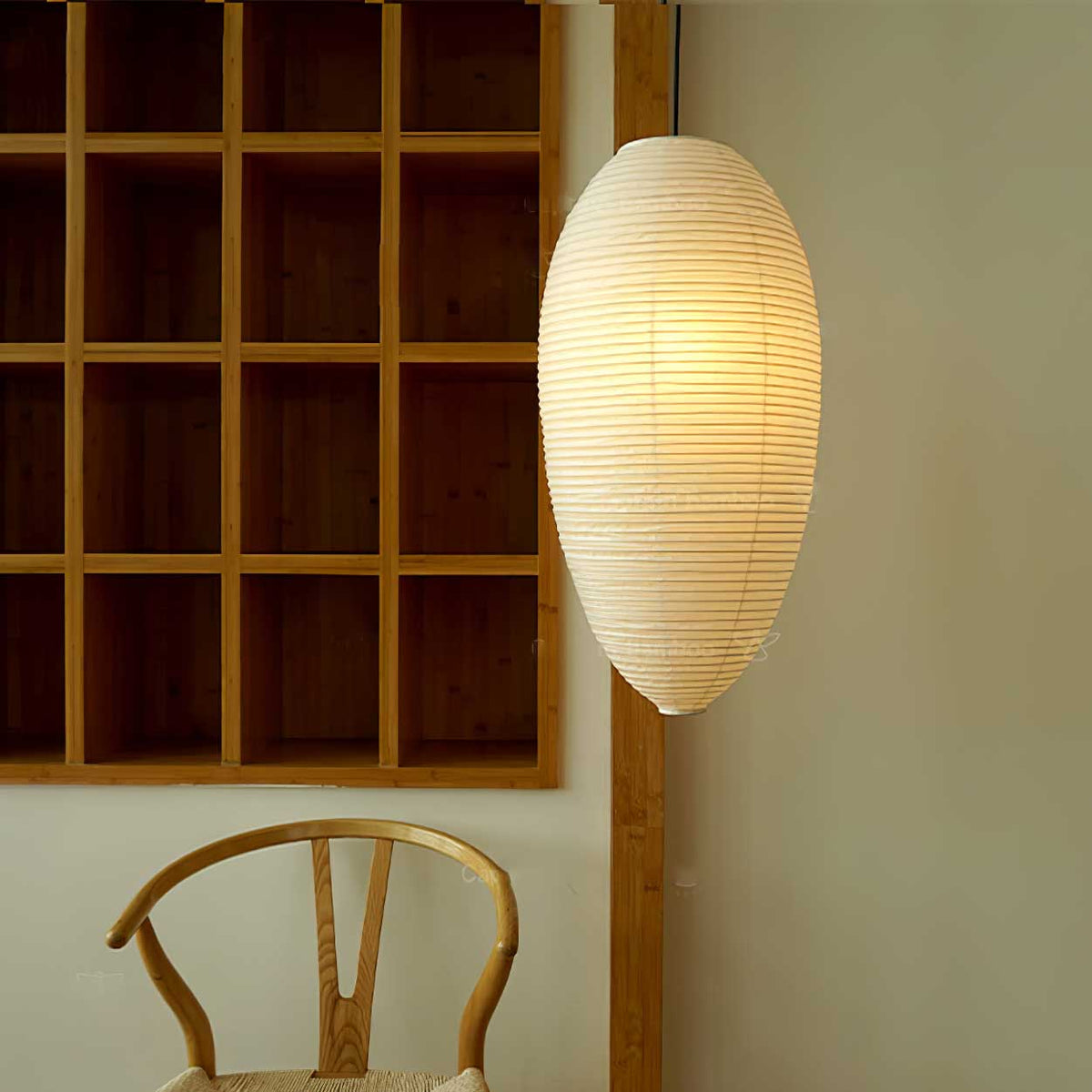 Myraean Moderne Minimaliste Wabi Châtaignier Papier Bambou Pendentif Lampe - Neutralighting
