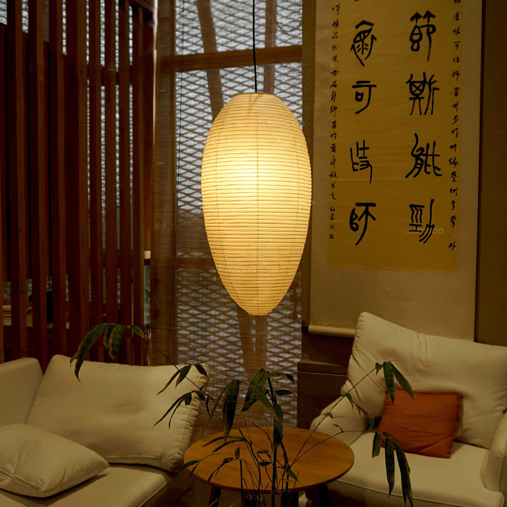 Myraean Moderne Minimaliste Wabi Châtaignier Papier Bambou Pendentif Lampe - Neutralighting