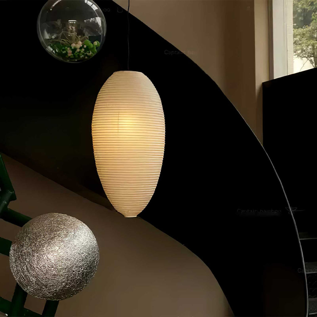 Myraean Moderne Minimaliste Wabi Châtaignier Papier Bambou Pendentif Lampe - Neutralighting