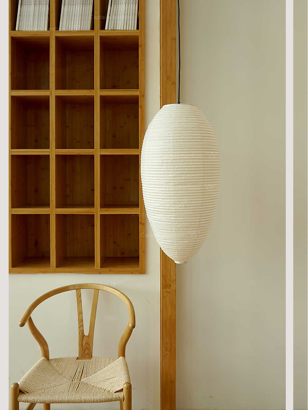 Myraean Moderne Minimaliste Wabi Châtaignier Papier Bambou Pendentif Lampe - Neutralighting